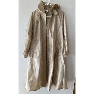 Vintage 1960's Aqua Sheen Beige long water Jacket Women’s XS Relaxed Trench